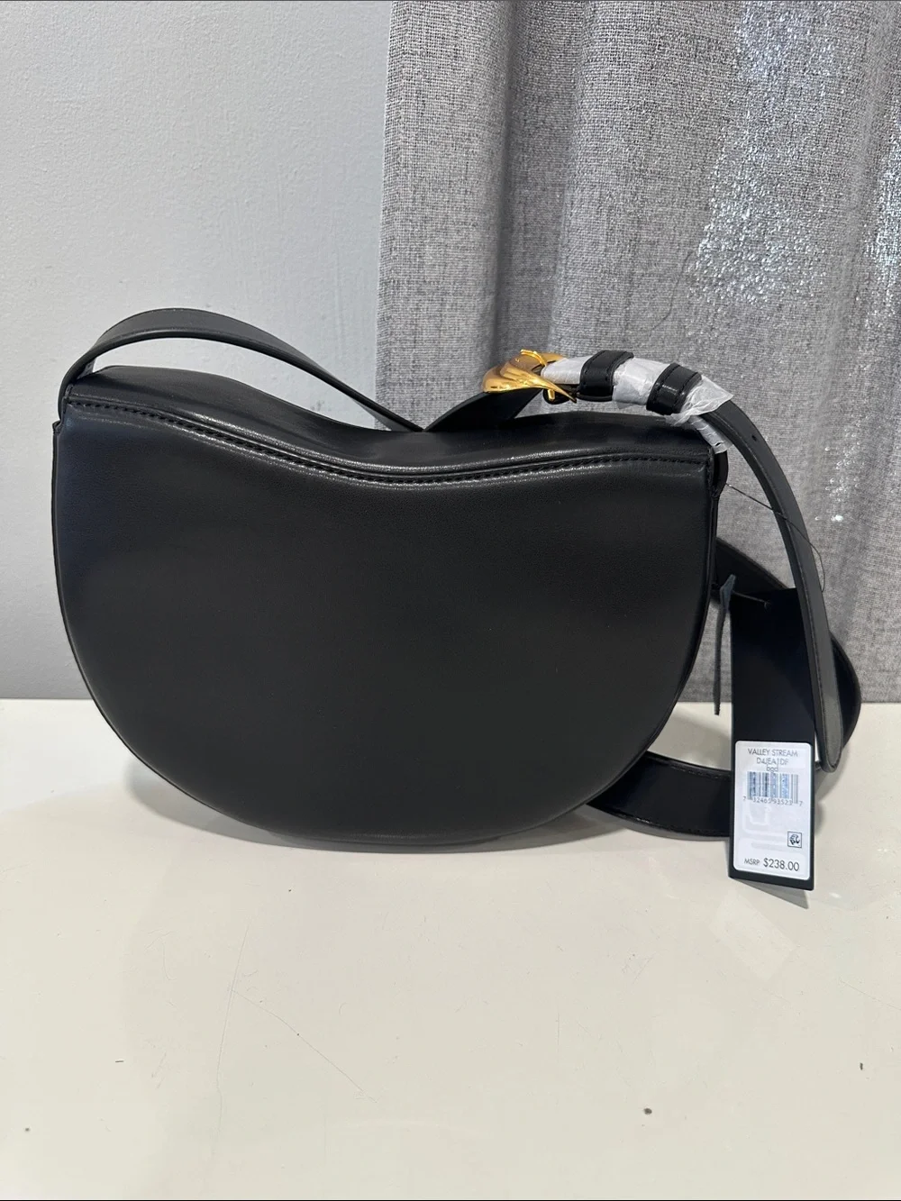 Donna Karan newyork Black Leather Crescent Shoulder /crossbody bag with dust bag